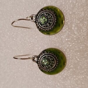 Green Crystal & Resin Earrings